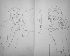 Drawing of a person being blamed - "Blame" is by Julinemo and featured in Meghan Morrison's Blog