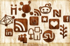 Glossy Waxed Wood Social Media Icons by WebTreats