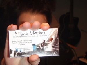Meghan Morrison with Business Card in hand